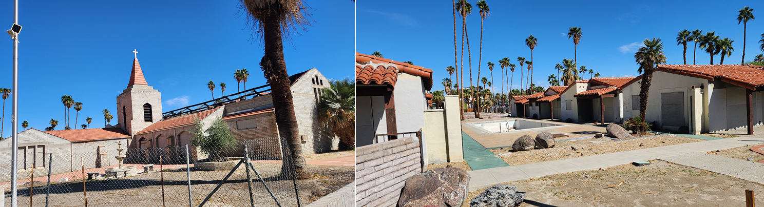 The Community Church and Orchid Tree Inn continue to suffer from neglect. (March 2025)